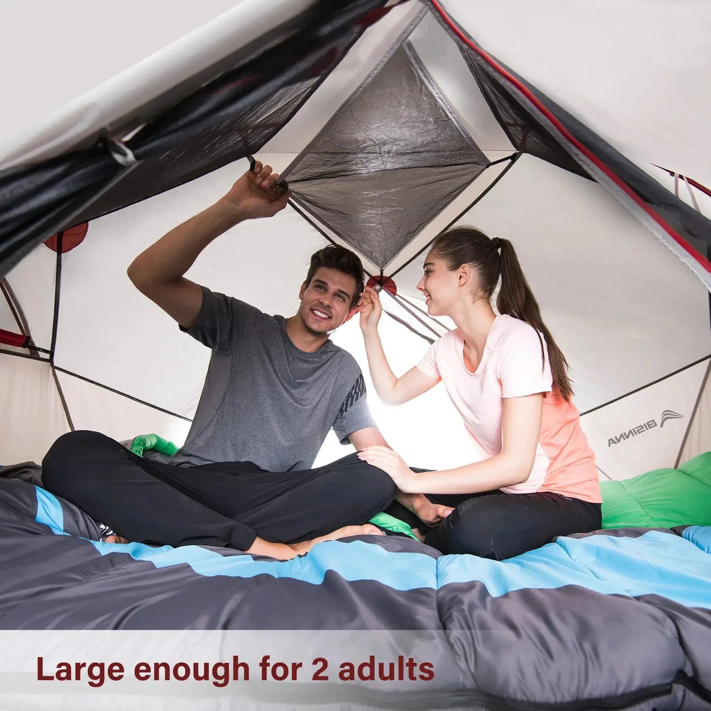 2-Person Double-Layer Camping Tent Waterproof Backpacking  Green