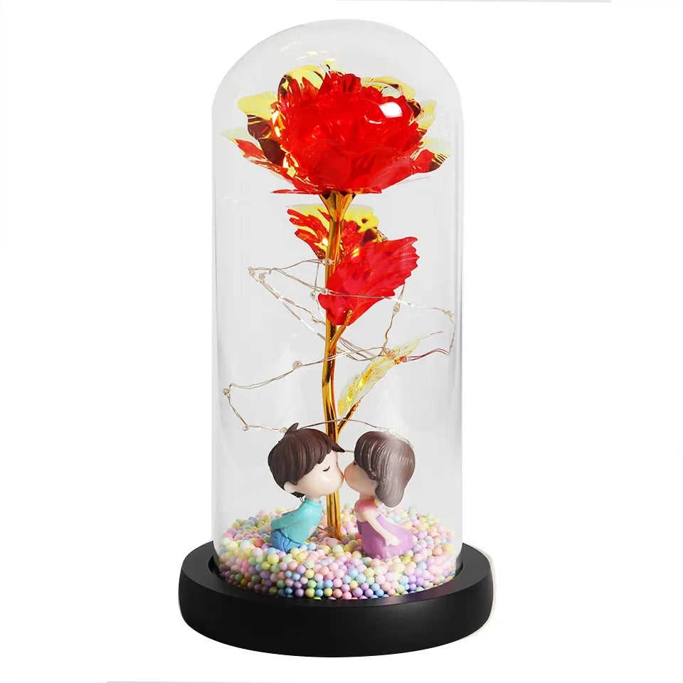 Enchanted Galaxy Rose in Glass Dome - Eternal Beauty and Fairy Lights (Color: A03)