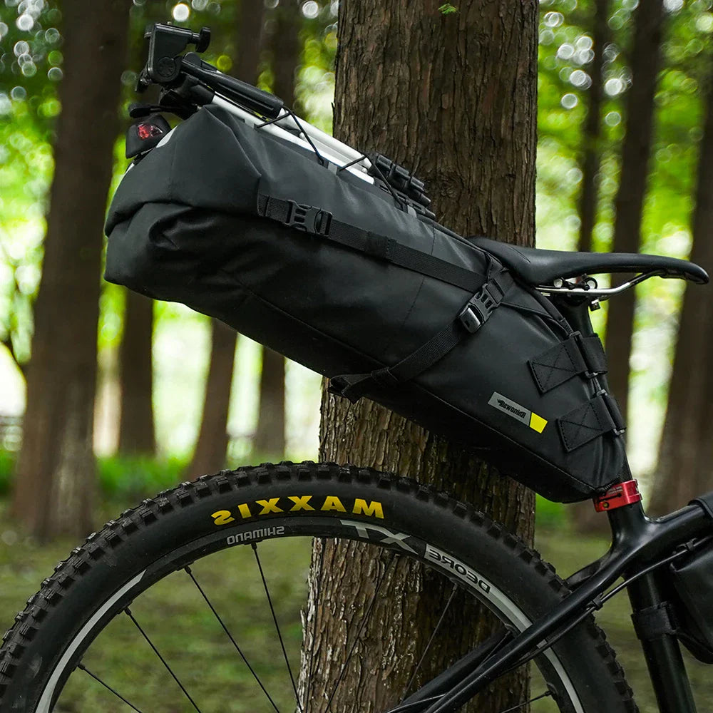 Waterproof 10L Bike Saddle Bag Foldable Rear Pannier Black