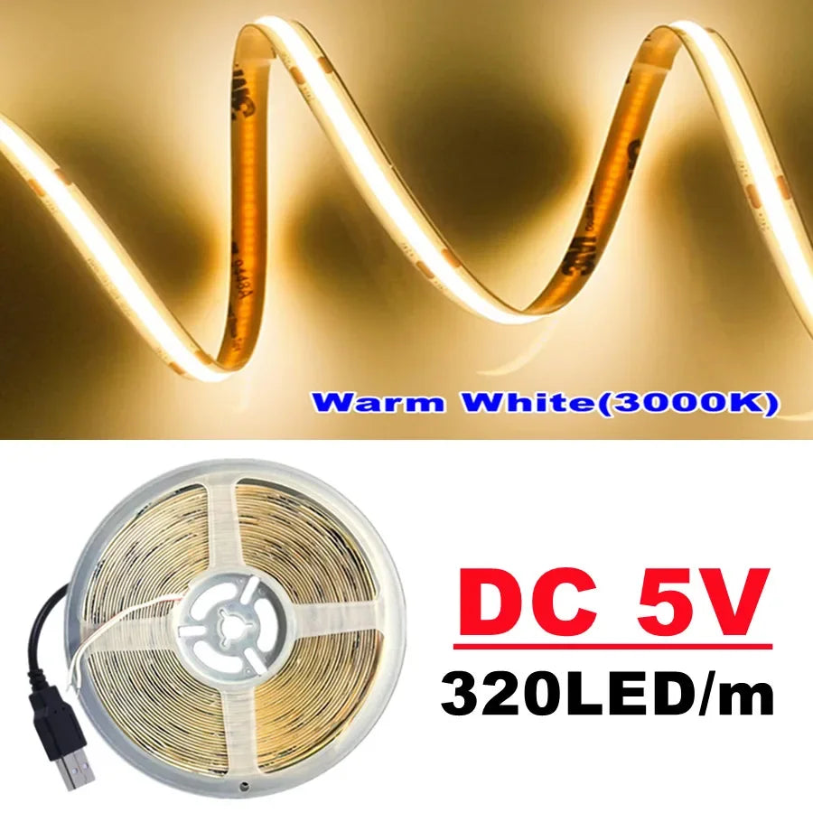 USB-Powered High-Density COB LED Light Strip