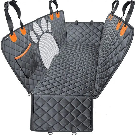 Car Seat Cover for Back Seat Hammock Style with Mesh Window Grey