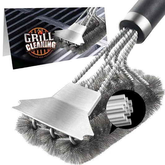 Safe Grill Brush and Scraper with Deluxe Handle