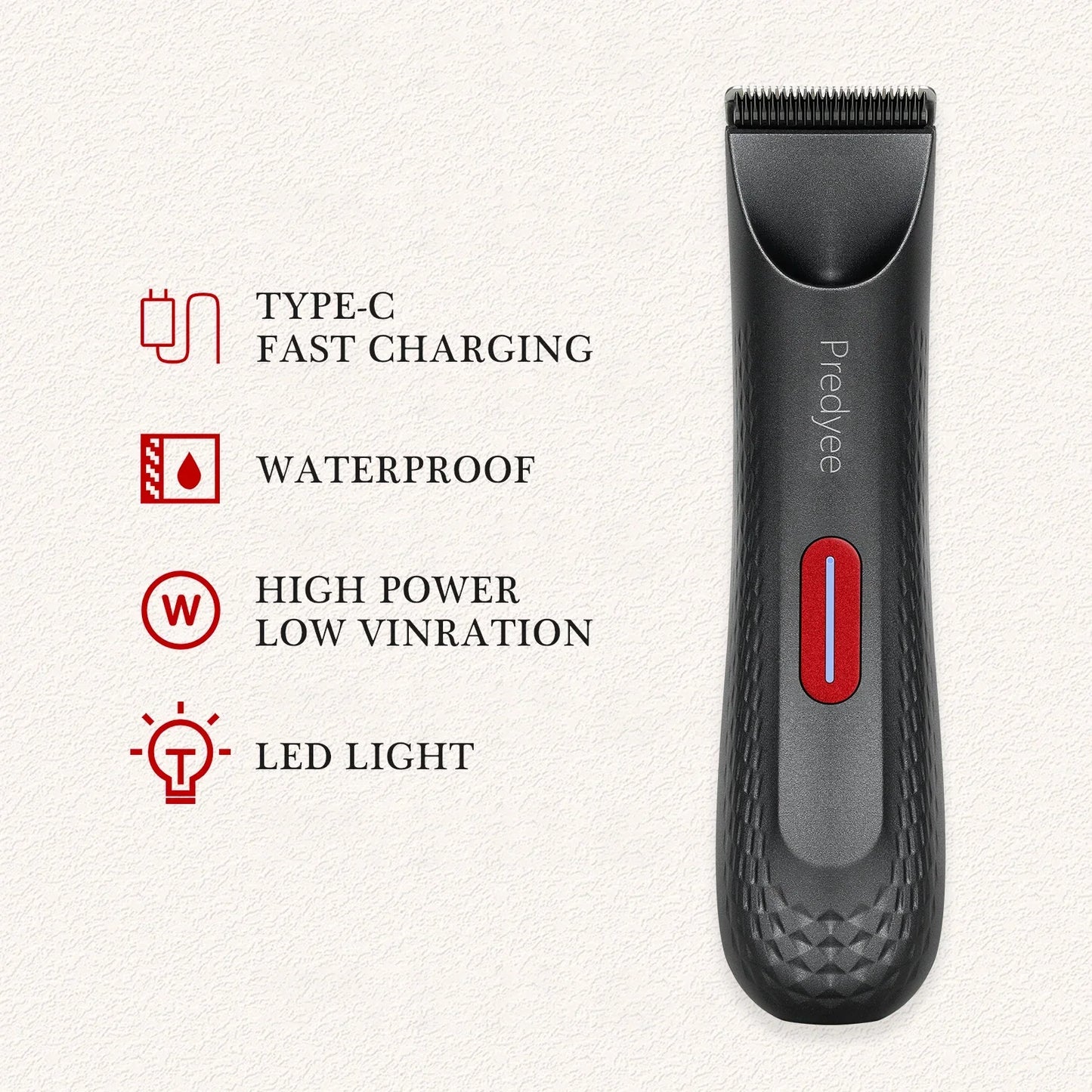 Womens Waterproof Intimate Hair Trimmer Body Groomer Red