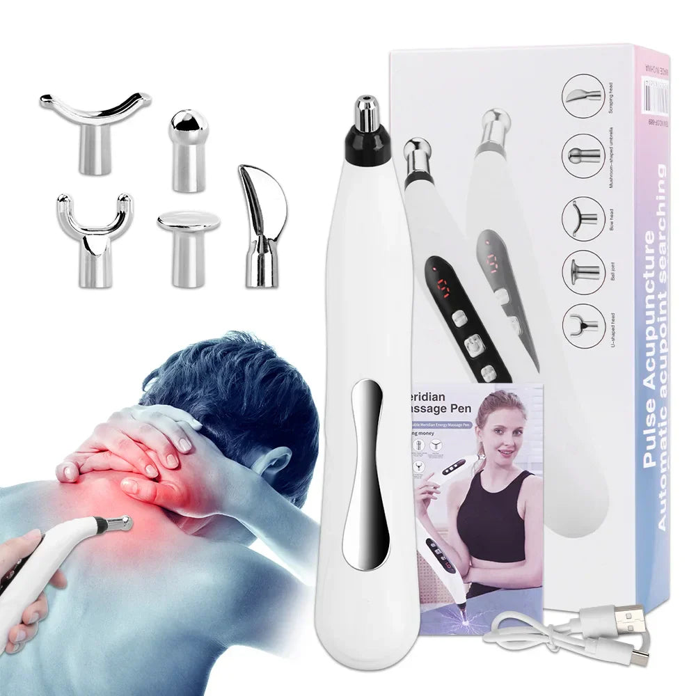 USB Rechargeable Laser Acupuncture Pen Meridian Energy Massager White