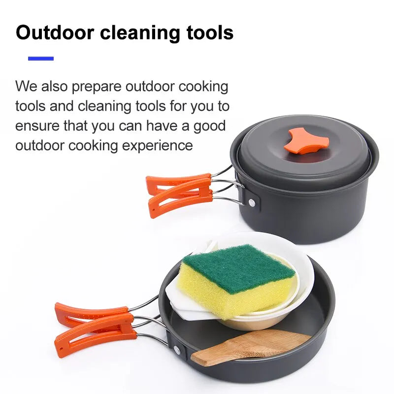 Foldable Aluminum Camping Cookware Tableware Set Black