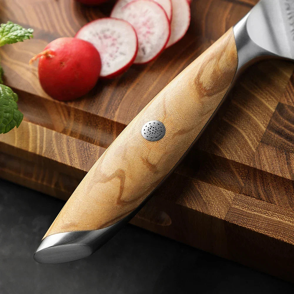 Flagship Series 5-Inch Utility Knife 73-Layer Powder Damascus Steel Brown