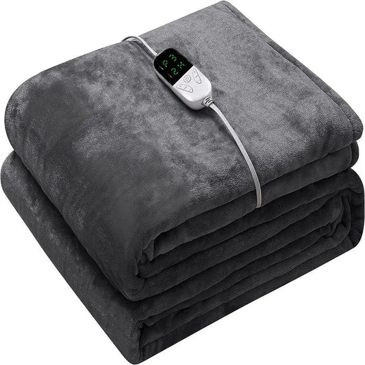 Double-Sided Flannel Electric Blanket with 6 Heating Levels & 5 Timing Options