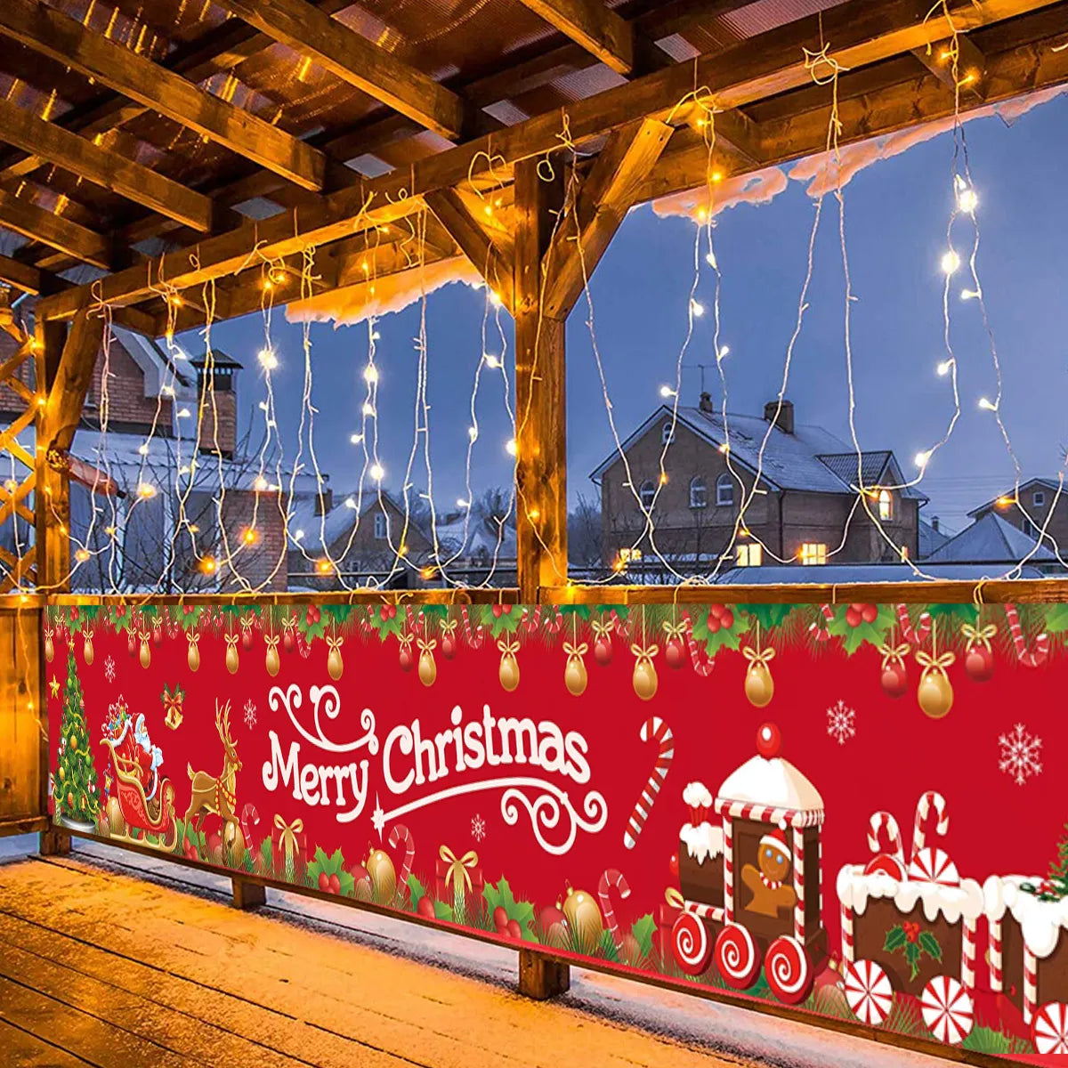 Festive Merry Christmas Outdoor Banner - 240x40cm