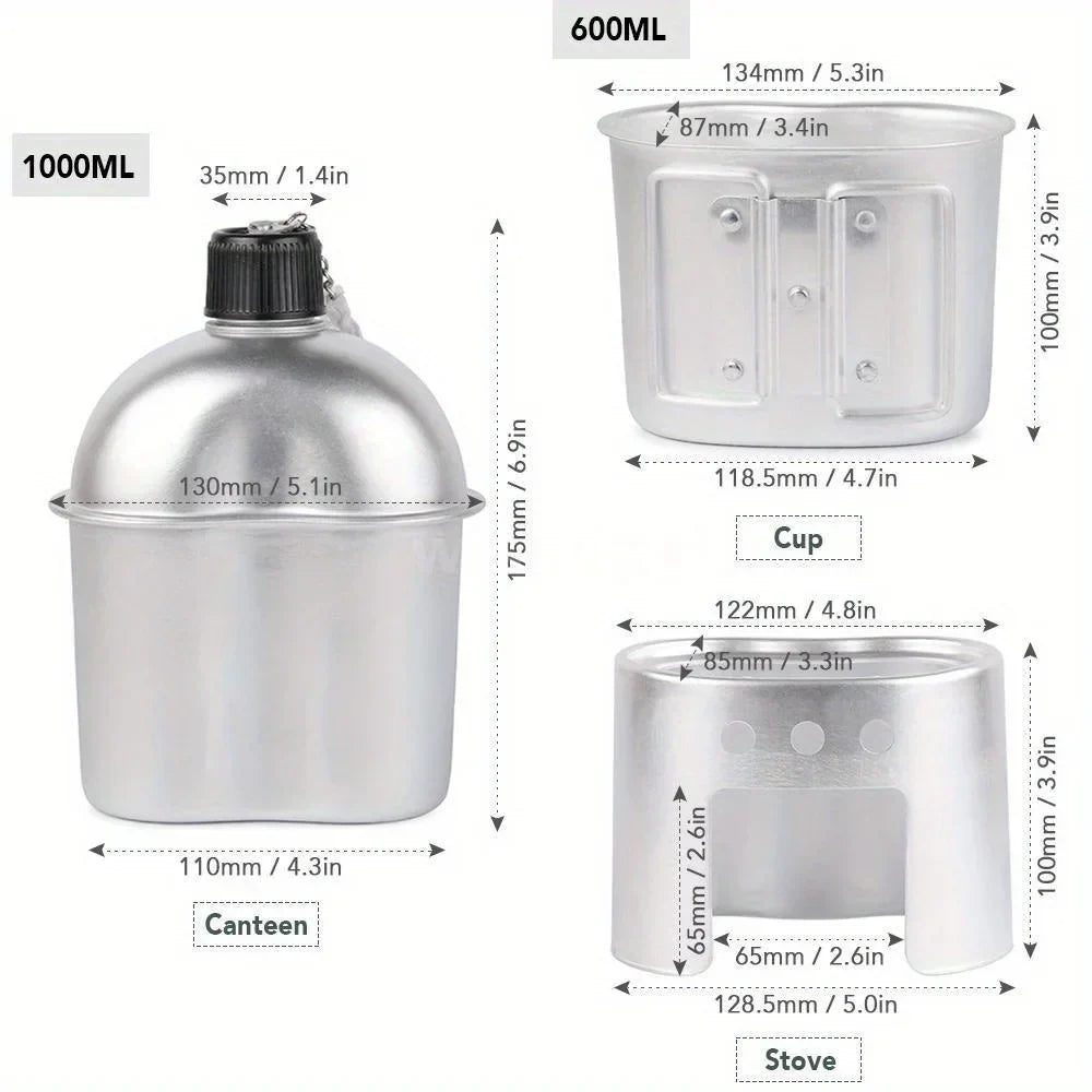 4-Piece Military Cookware Set Silver