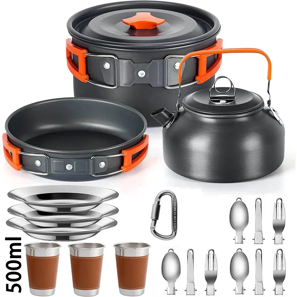 Camping Cookware Set Non-Stick Pots for 2-3 People