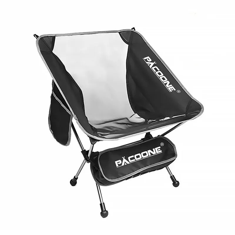 Folding Aluminum Camping Chair Portable High-Load Outdoor Seat Black
