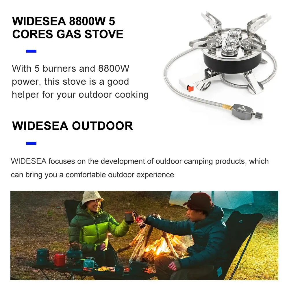 High-Power Camping Gas Stove Portable Split Furnace Black