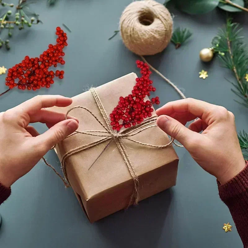 20pcs Artificial Red Berry Branches for Christmas Tree Decoration - 22cm