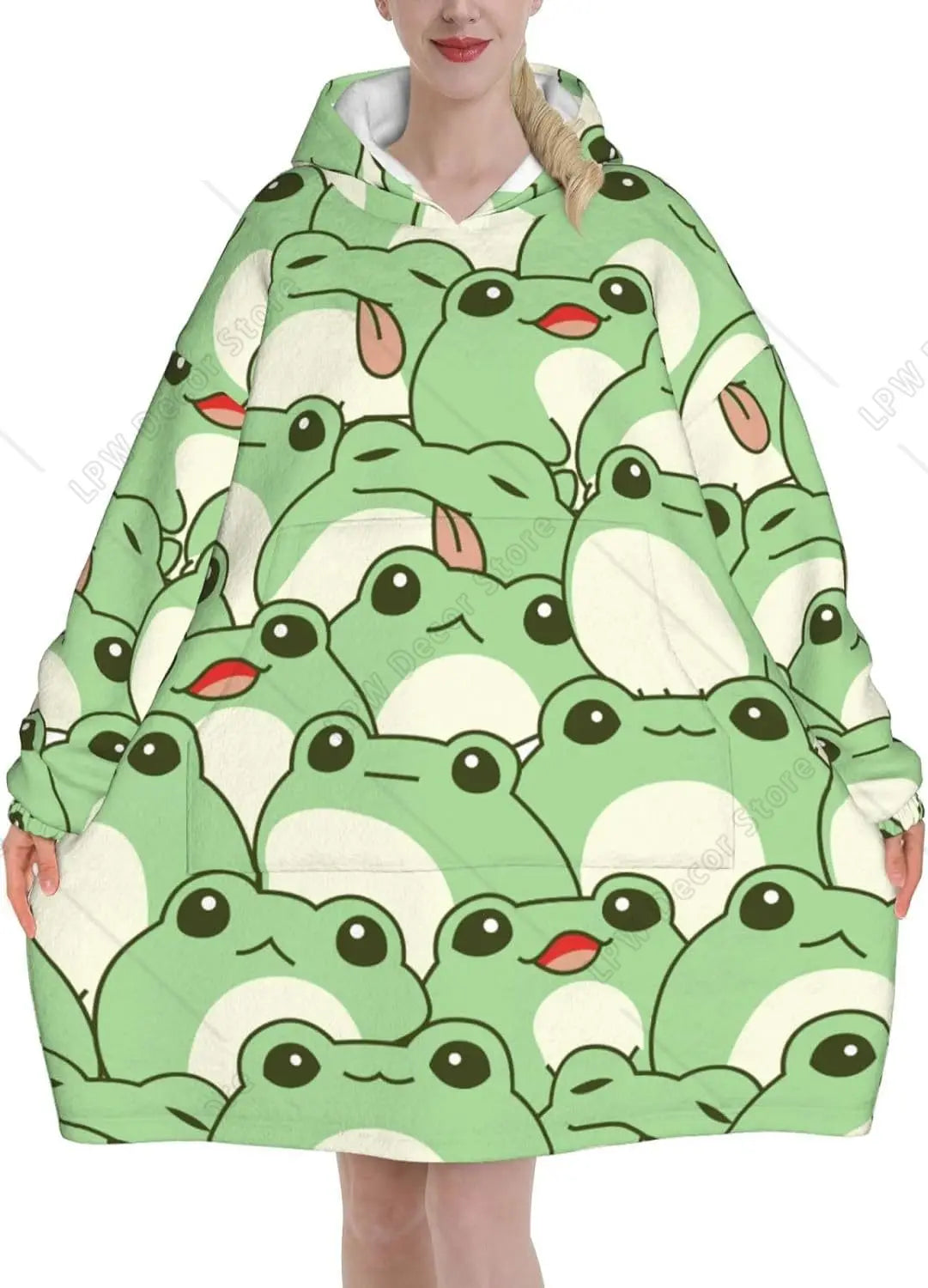 Cute Frog Plush Wearable Blanket Hoodie