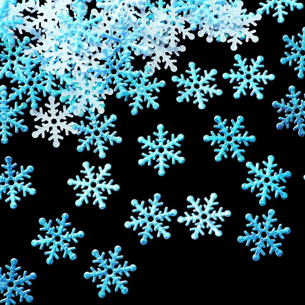 600pcs Blue 2cm Christmas Snowflakes Confetti - Festive Xmas Tree Ornaments Set