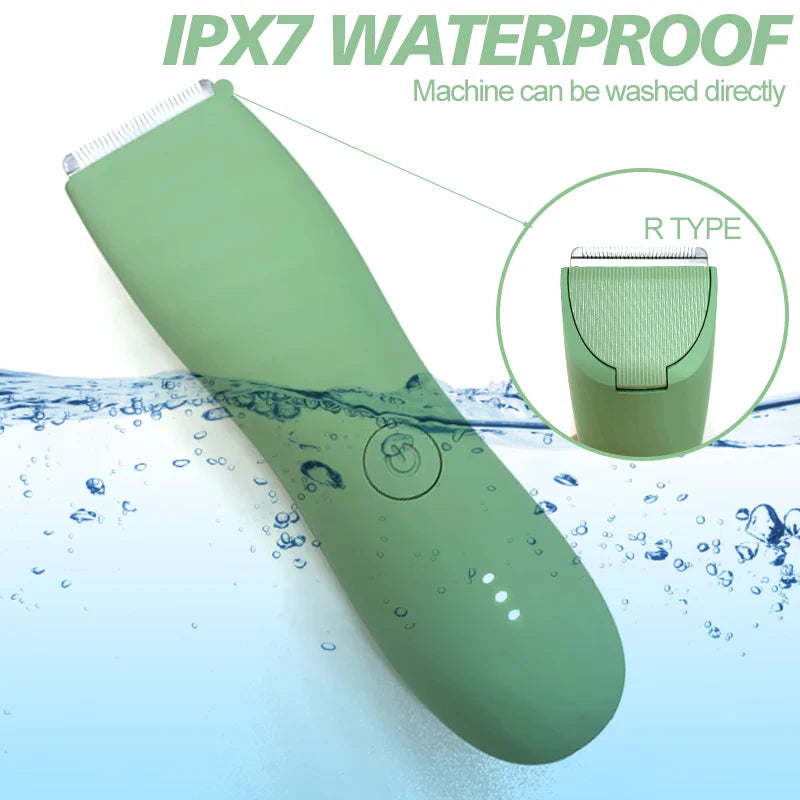 Waterproof Body Hair Trimmer for Men 90-Minute Runtime Green