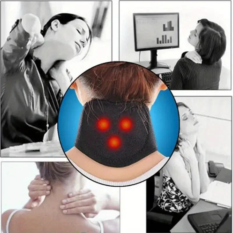 Self-Heating Magnetic Neck Support Brace Black