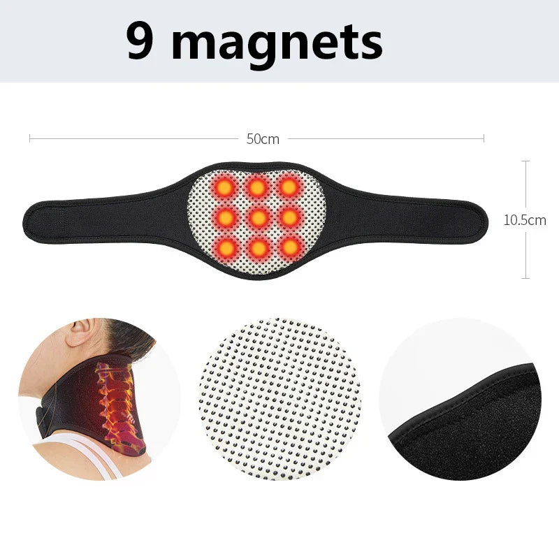 Self-Heating Magnetic Neck Support Brace Black