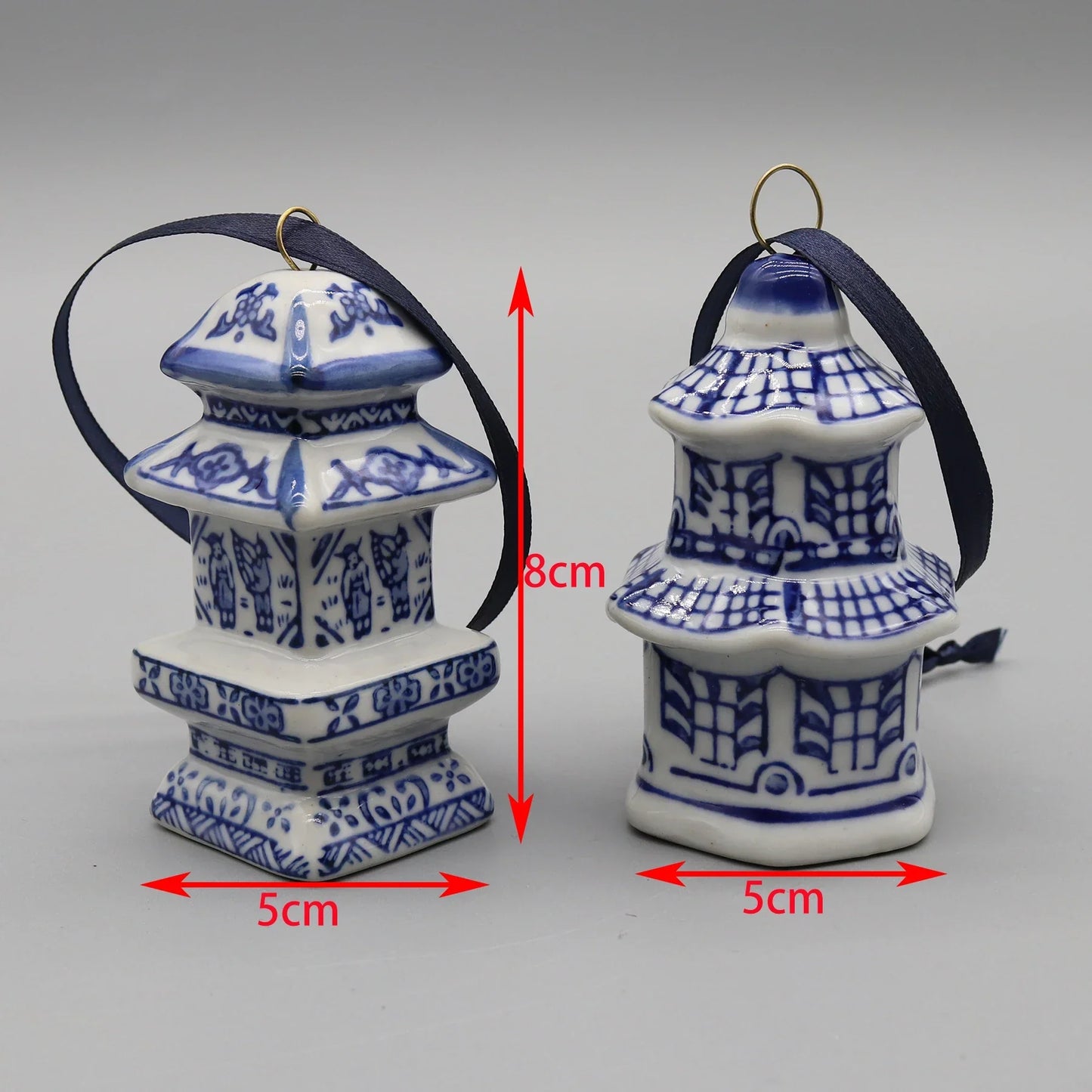 Set of 6 Ceramic Hanging Ornaments