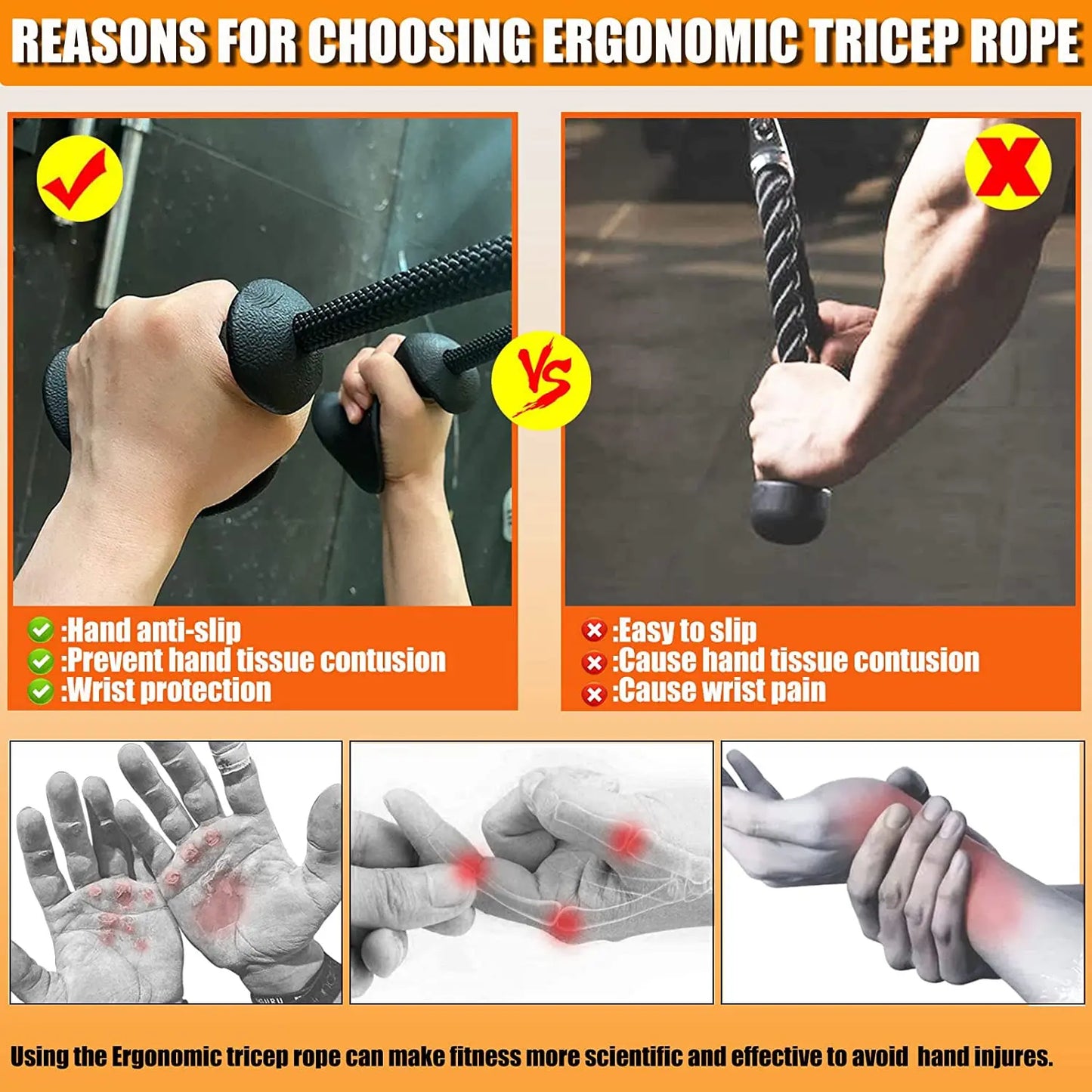 Rope Pulldown Attachment Cable Handle Black
