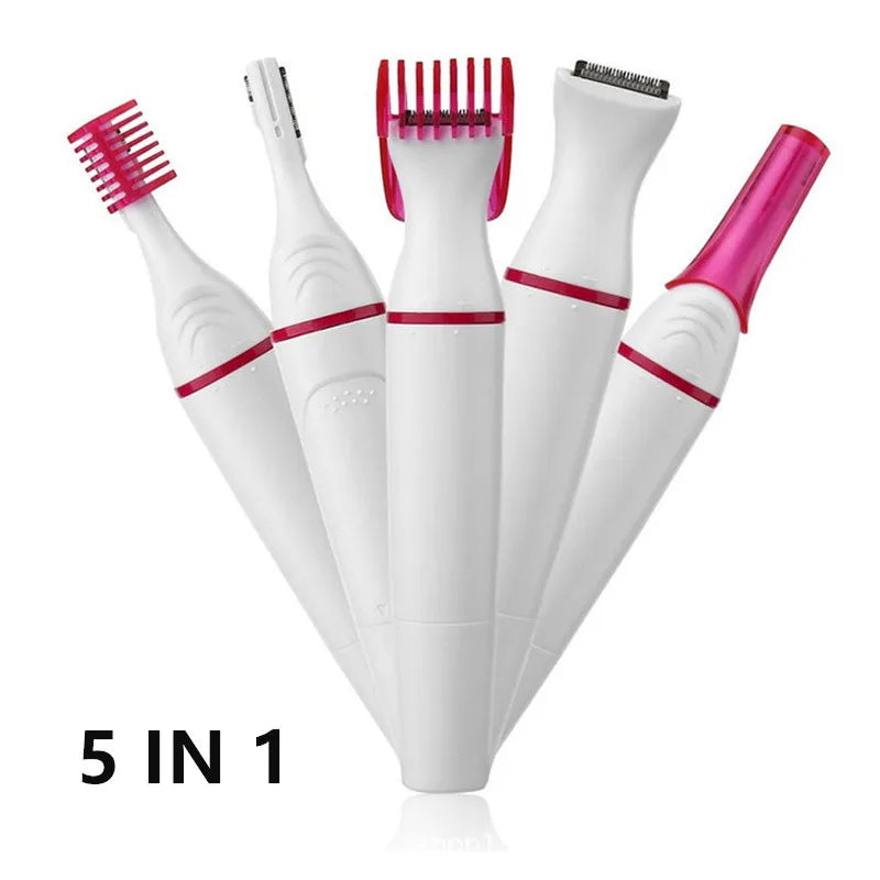 5 in 1 Electric Epilator for Women Painless Hair Remover & Shaver White