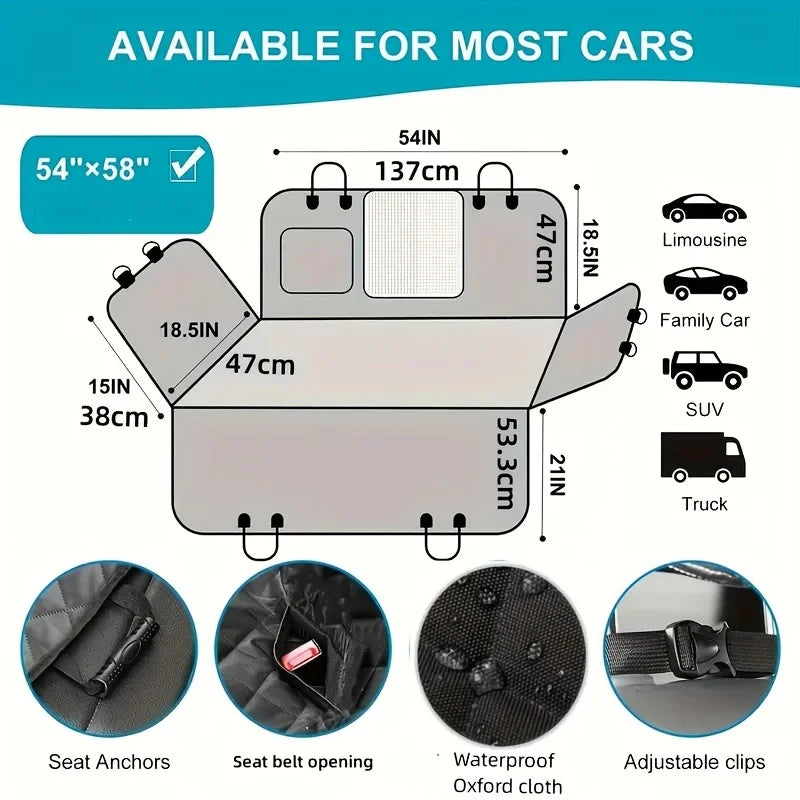 Waterproof Dog Car Seat Cover Scratch-Resistant Protector Black
