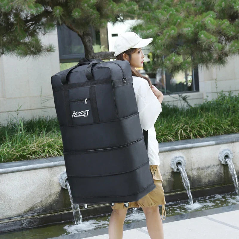 Expandable Travel Backpack with Wheels Black