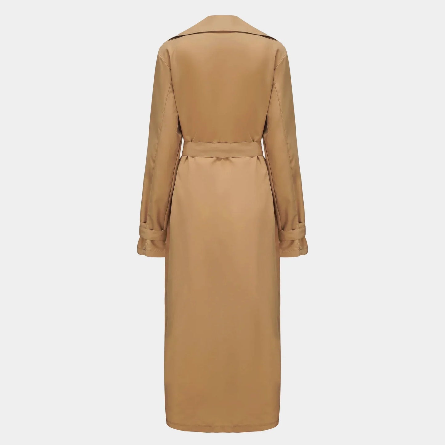 Men's Long Streetwear Trench Coat with Epaulets (Khaki)