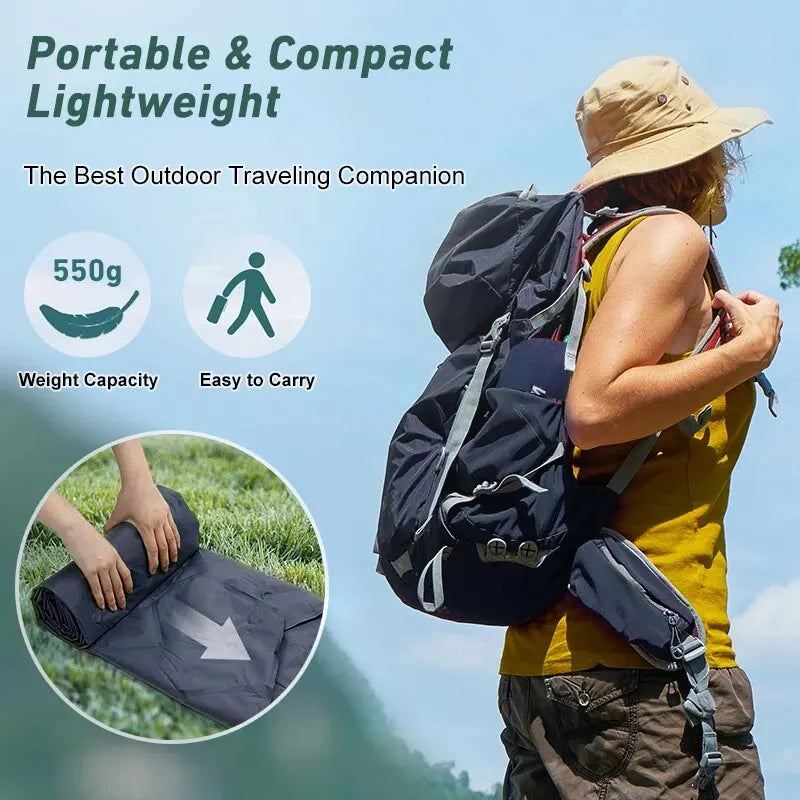 Inflatable Camping Sleeping Pad Nylon Air Mattress Blue