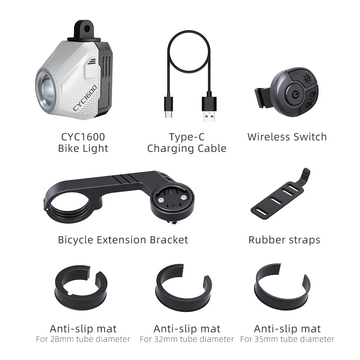 Ultra-Bright 1600 Lumen Bike Headlight Remote White