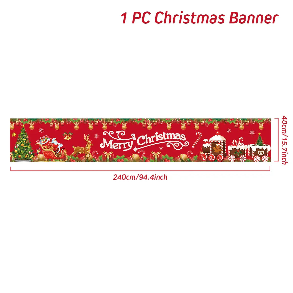 Festive Merry Christmas Outdoor Banner - 240x40cm