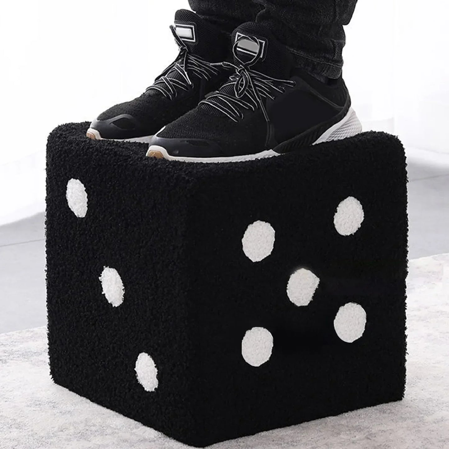Home Comfort Dice Stool: Multipurpose Waterproof Footstool in Oversize Black
