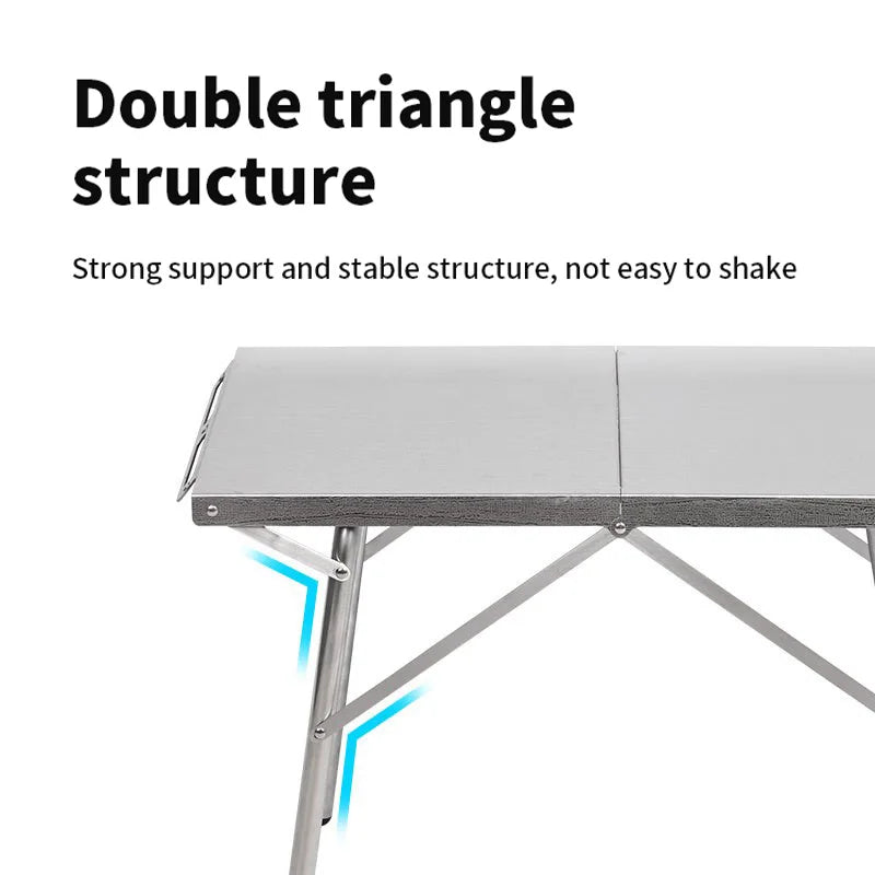 Stainless Steel Folding Camping Table Heat And Scratch Resistant Silver
