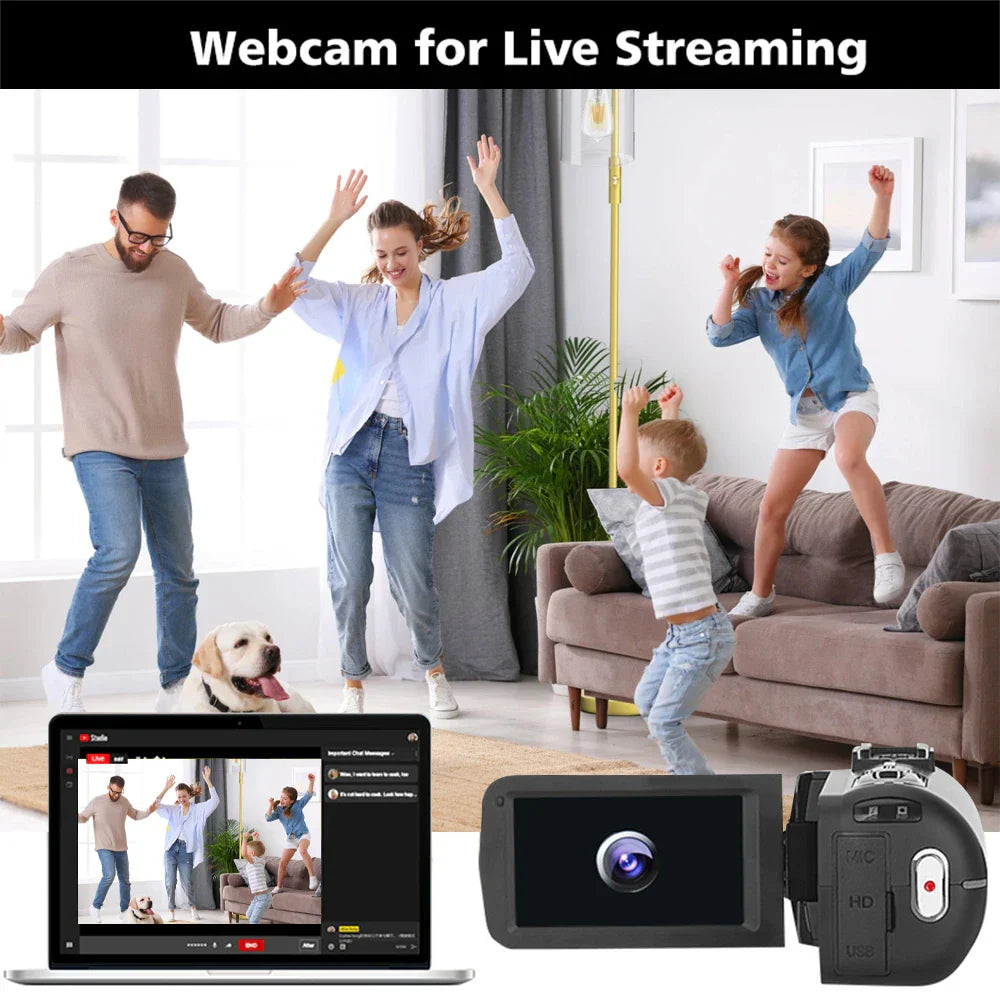8K Digital Video Camera 64GB Card Included Black