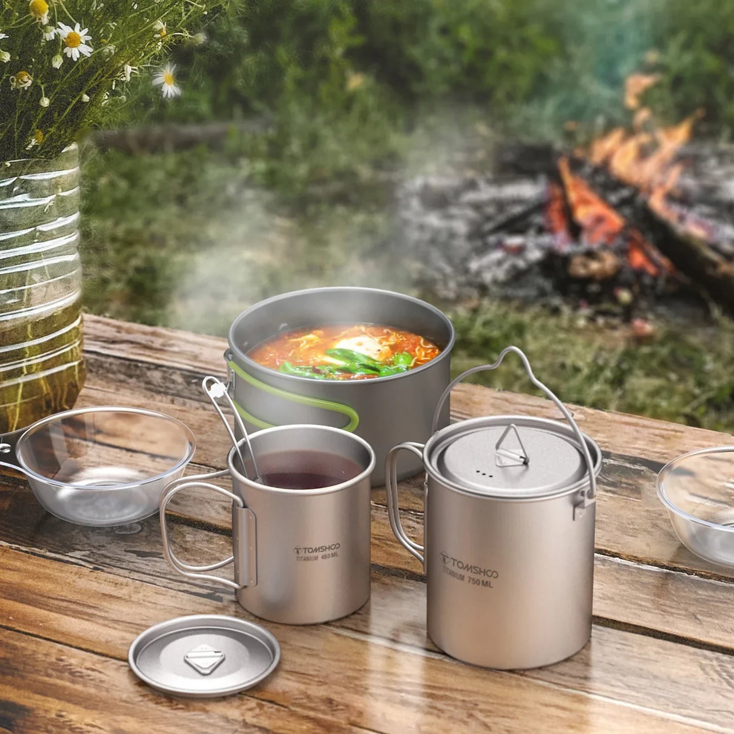 Ultralight Titanium Cookware Set 3PCS Grey