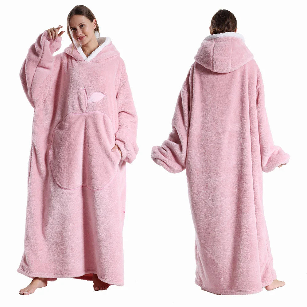 Oversized Hooded Fleece Blanket for Adults