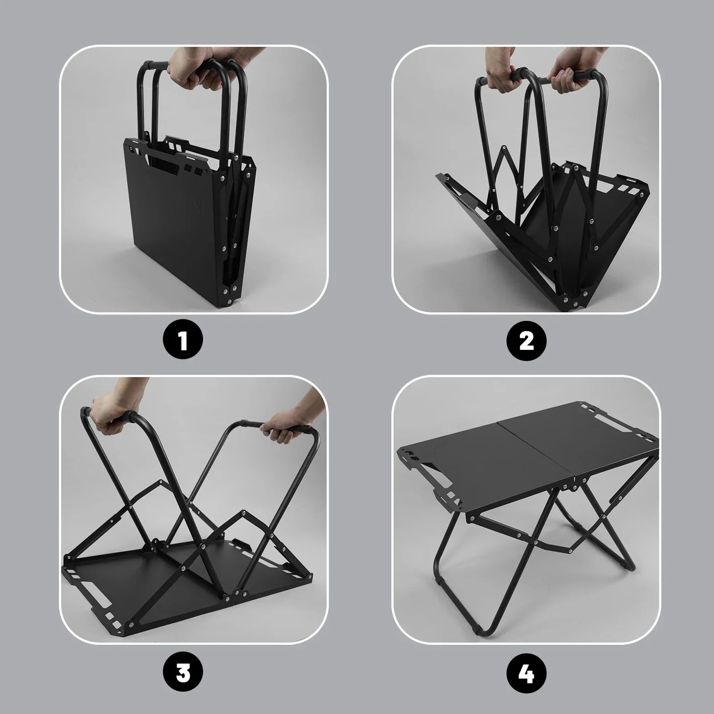 Portable Folding Camping Table Iron Table Black