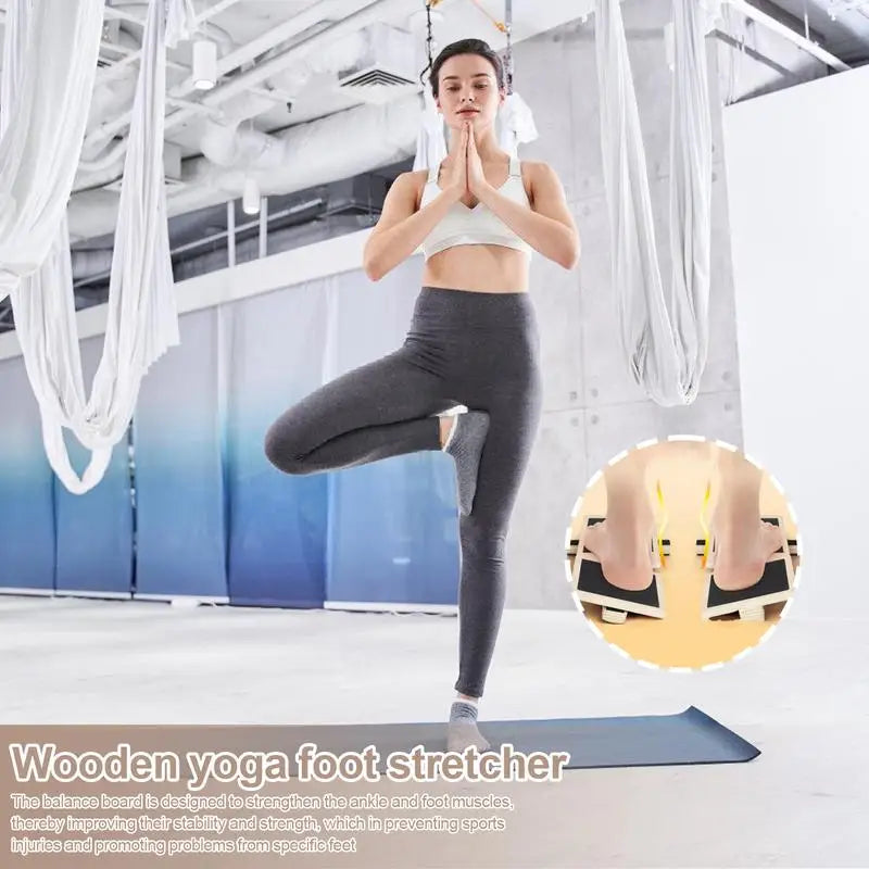 Wooden Single Leg Balance Board Ankle Strengthener Brown