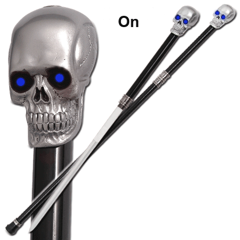 Skull Head Sword Cane With Lighting Eyes