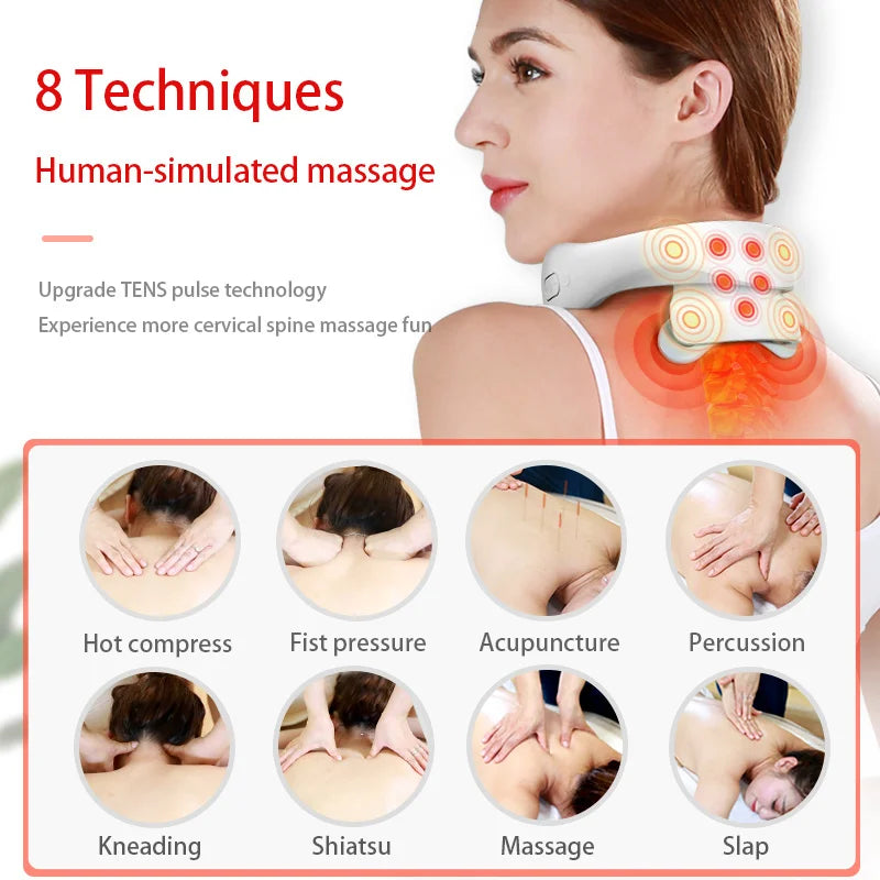 Upgraded Smart Neck & Shoulder Massager Heated Cervical Therapy White