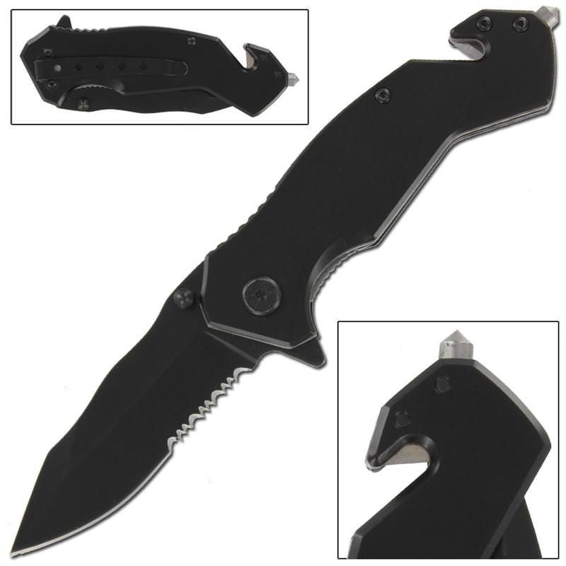 Smoke Screen Serrated Spring Assist Tactical Assisted Opening Knife - TOPHATTER'S ARMORY DEALS