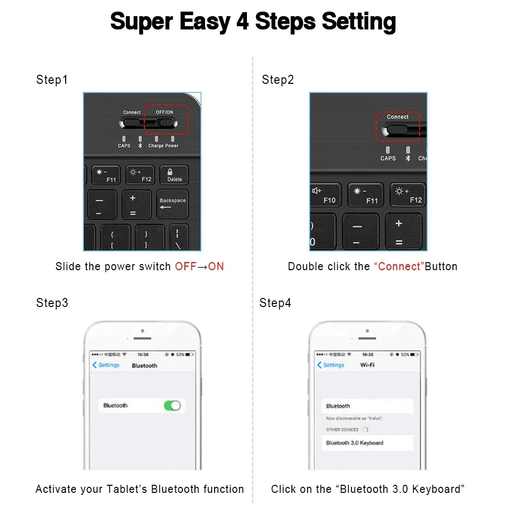 Bluetooth Wireless Keyboard & Mouse Combo for iPad Mac PC