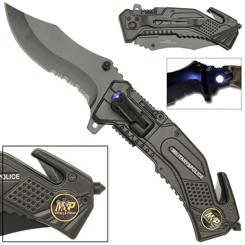 Spring Assist LED Tactical M & P Rescue Assisted Opening Knife