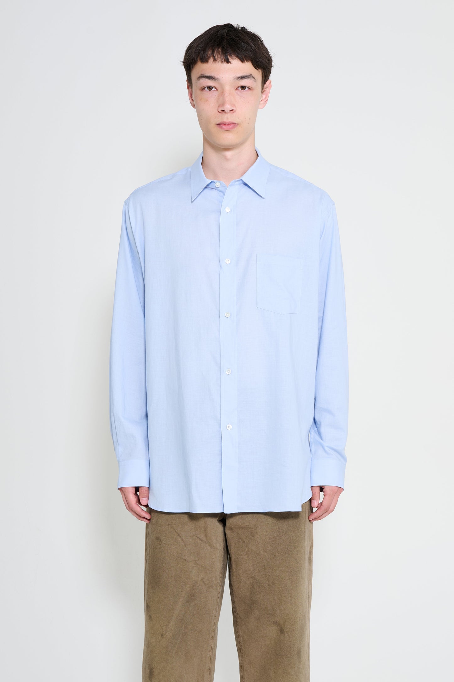 ssstein Cotton Silk Oversized Placket Shirt Sax