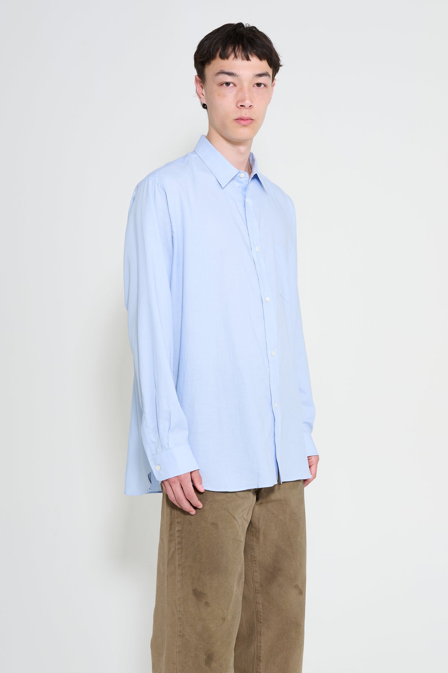 ssstein Cotton Silk Oversized Placket Shirt Sax