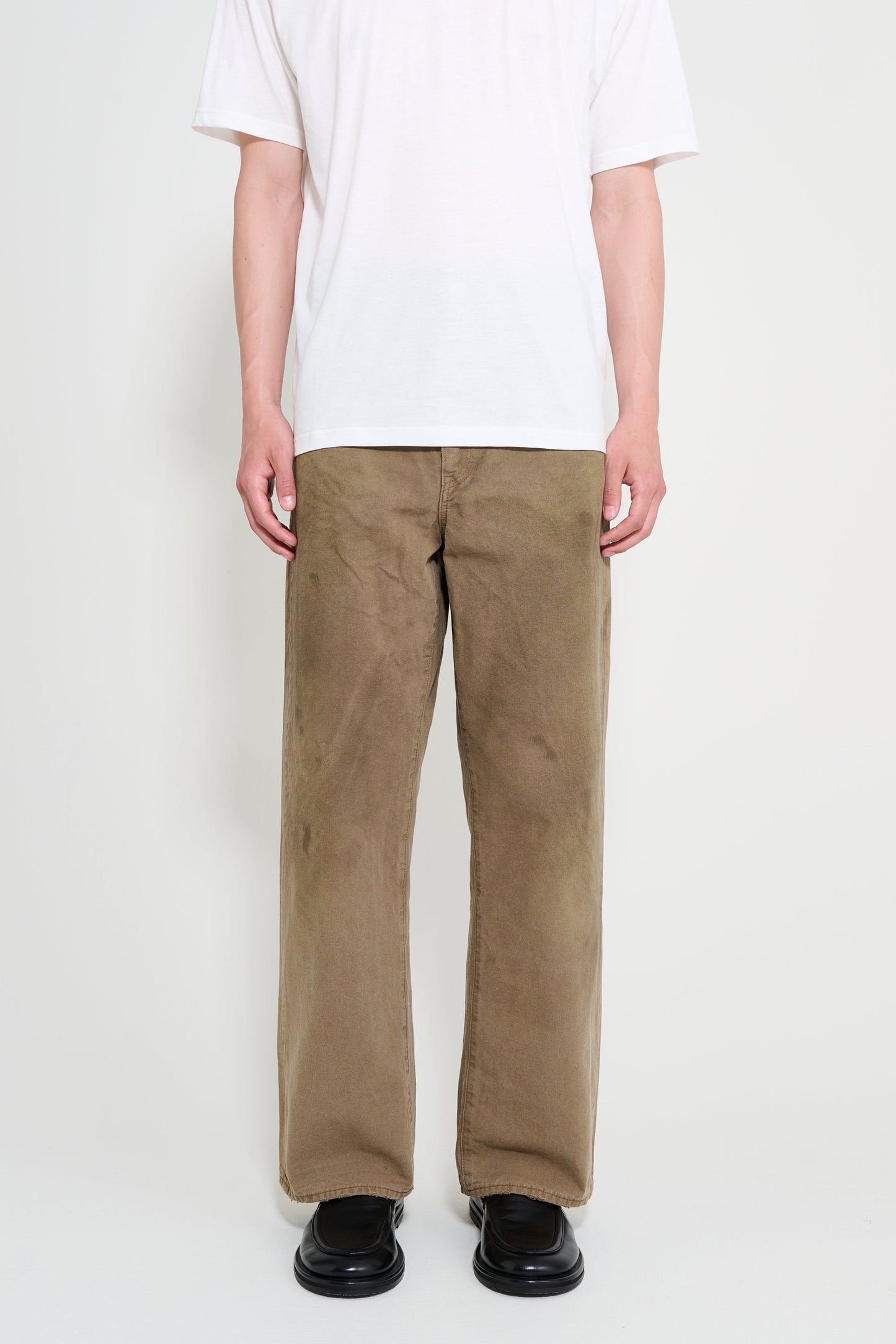 ssstein Sulfur Dyed Oxford Vintage Wide Pants Khaki Beige