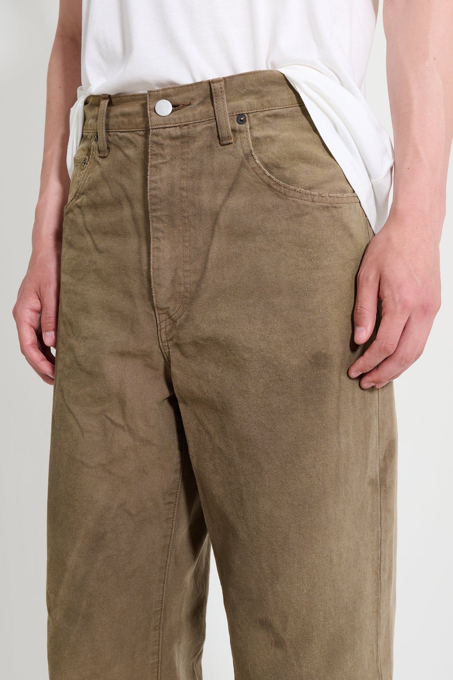 ssstein Sulfur Dyed Oxford Vintage Wide Pants Khaki Beige
