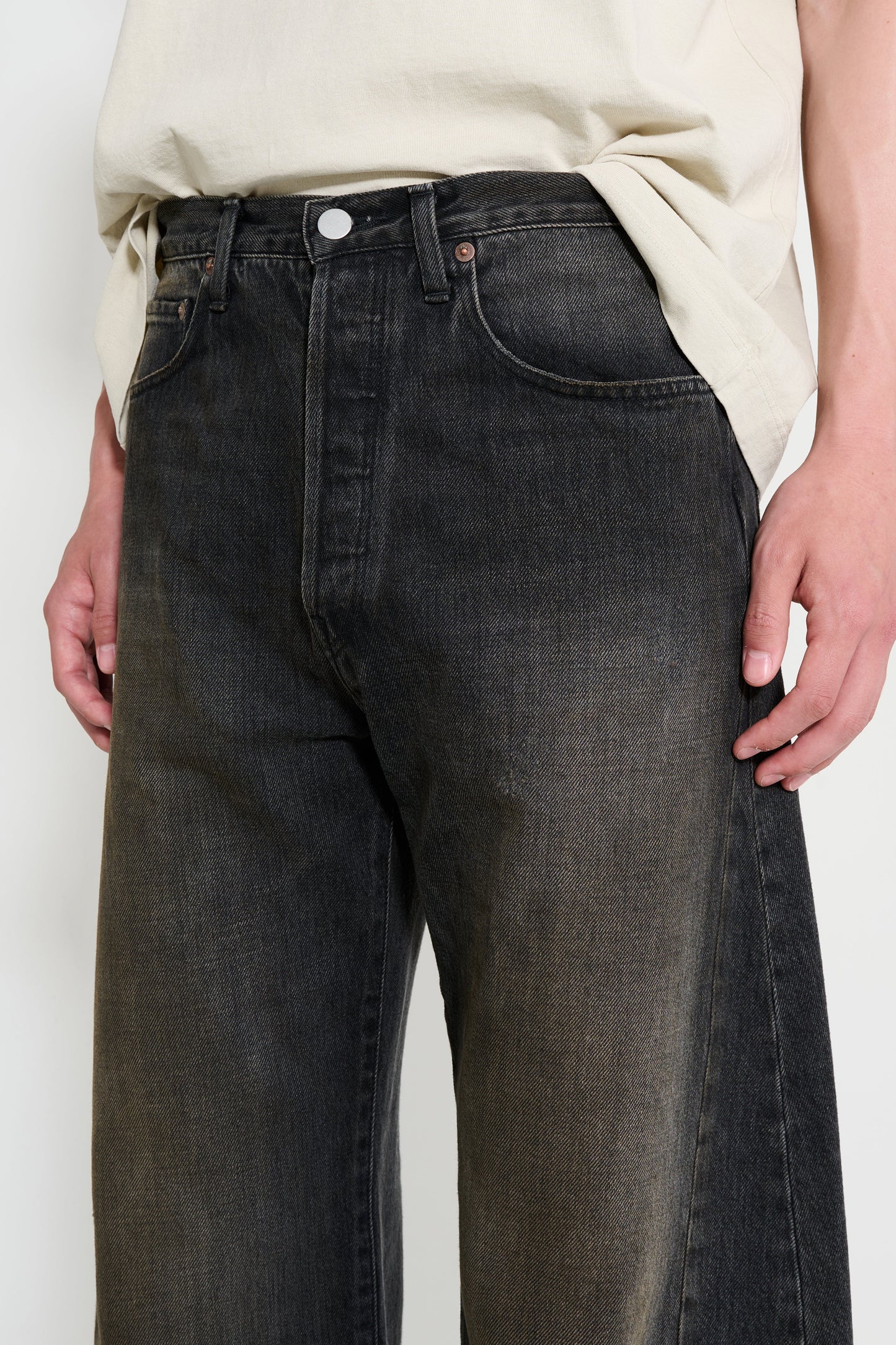 ssstein Deformation Wide Denim Jeans Black