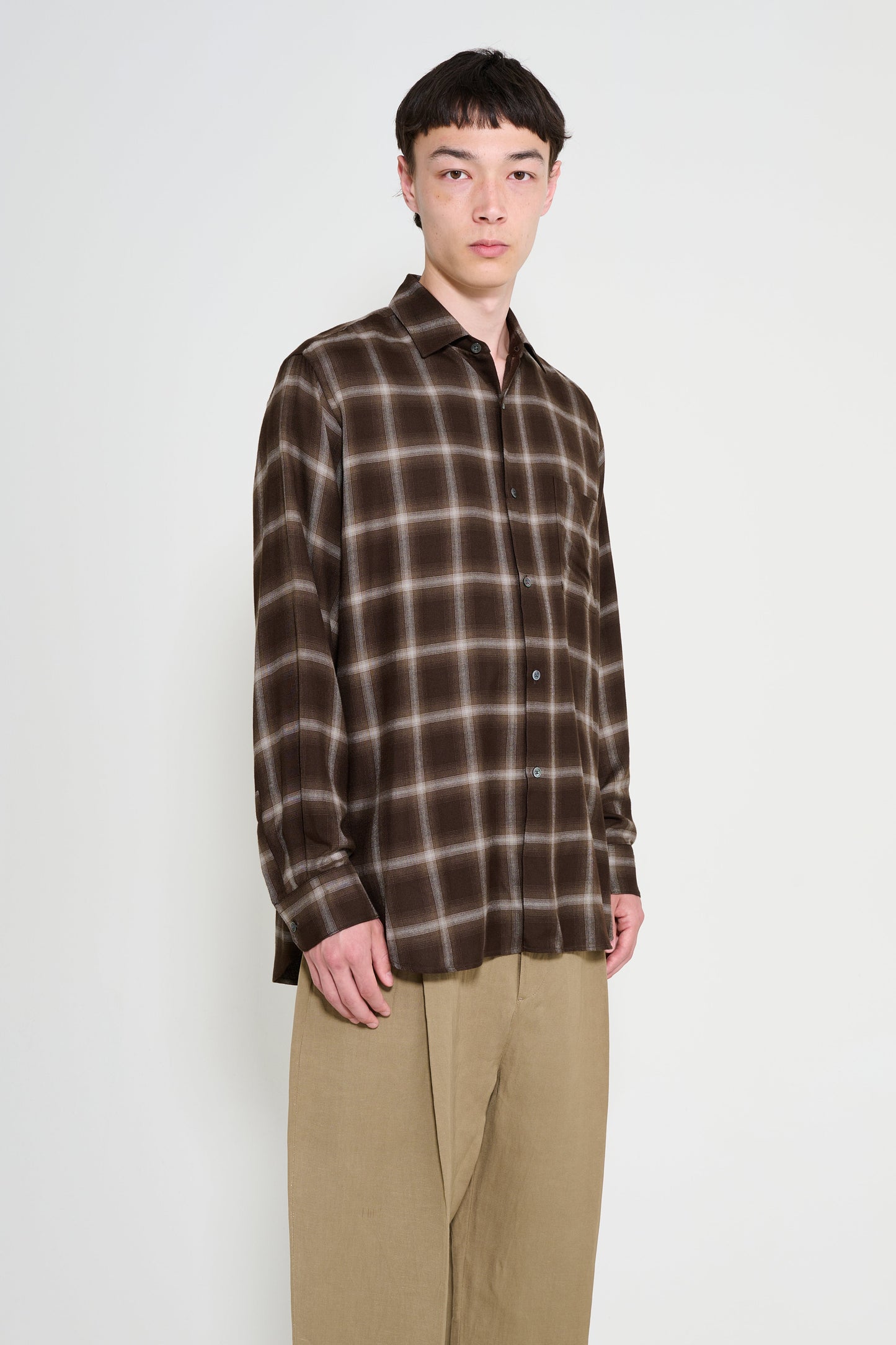 ssstein LY/VIS Check Oversized LS Shirt Brown Ombre