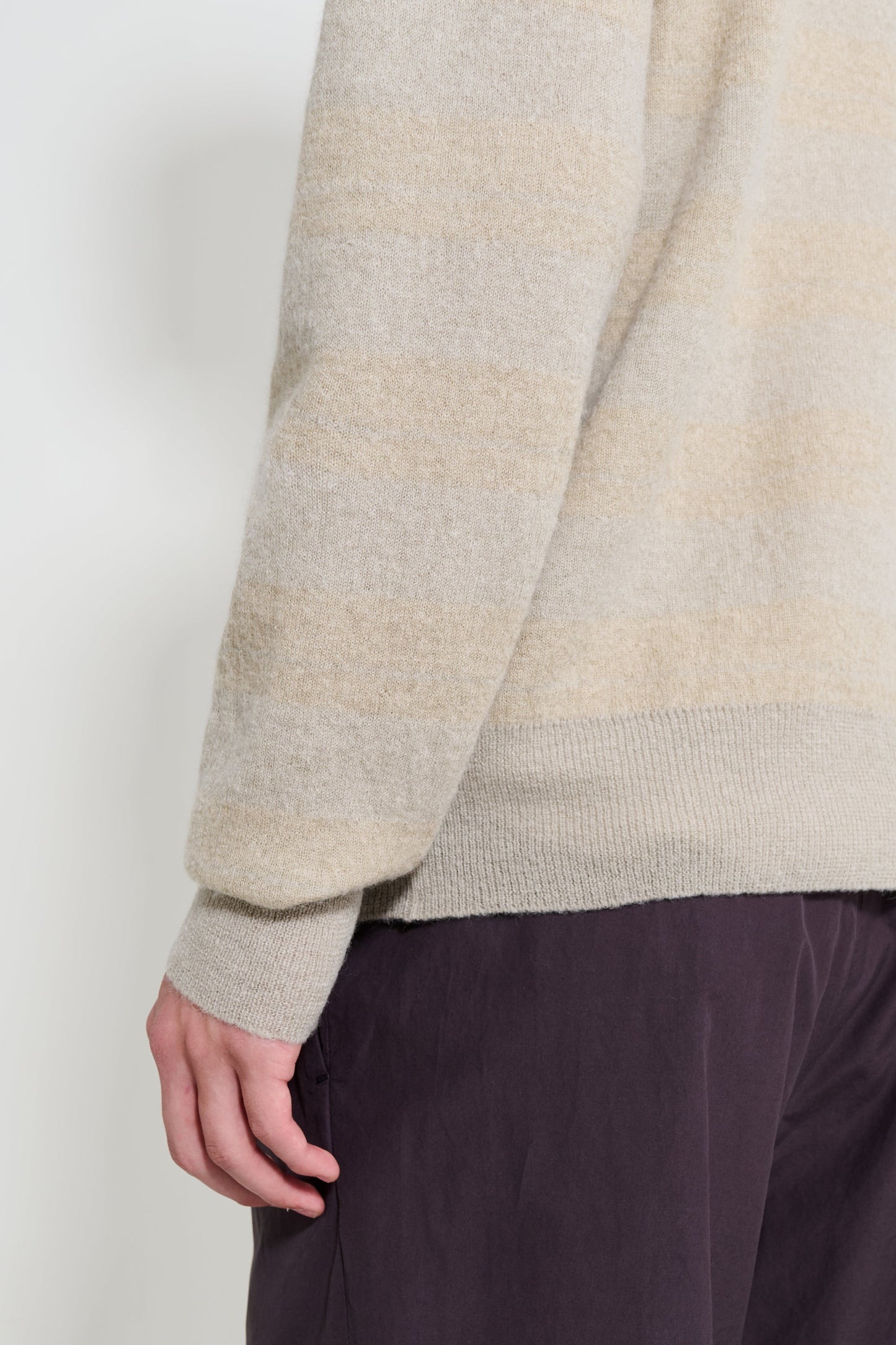 ssstein W/AL/NY Knit Stripe Polo LS Beige Greige Mix
